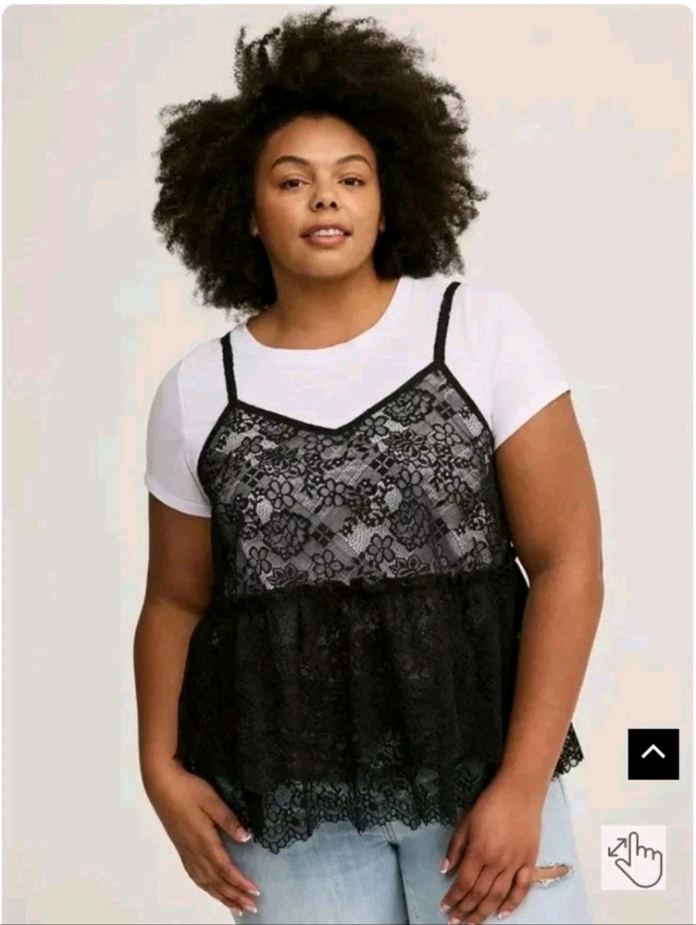 Torrid Peplum Cami 2Fer Top Lace Black Sz. 12